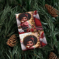 Black Santa Claus Holiday Gift Wrap Roll, African American Girl Santa Wrapping Paper, Festive Christmas Wrapping Paper, Xmas Present Wrap