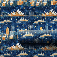 Opera House Skyline Gift Wrap, Sydney Christmas Wrapping Paper, Australian Harbour Bridge Wrapping Paper, Navy Blue Holiday Gift Wrap Roll