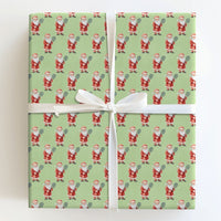 Whimsical Santa Gift Wrap, Tennis Santa Christmas Wrapping Paper, Green Tennis Wrapping Paper, Sports Fan Holiday Present Wrapping Paper