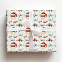 Cool Sunglasses Santa Gift Wrap, Aviator Santa Wrapping Paper, Vintage Airplane Santa Christmas Paper, Retro Aviation Gift Wrapping Paper