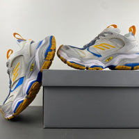 Low Top Sneakers, Blue Yellow Gray Colorway, Lace Up Design, Casual Gift for Sneaker Fans