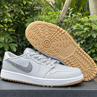 Low Top Golf Shoes, White Gray Colorway, Lace Up Design, Casual Gift for Shoe Lovers