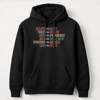 Retro Faith Based Hoodie, Believe Like Mary Christmas Hoodie, Christian Typography Pullover Hoodie, Religious Holiday Hooded Sweatshirt