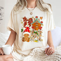 Adorable Holiday Cookie Shirt, Christmas Gingerbread Man T-Shirt, Festive Santa Hat Graphic Tee, Gingerbread House Xmas Top, Holiday Present Tee