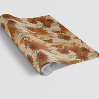 Adorable Dog Poinsettia Gift Wrap, Corgi Christmas Wrapping Paper, Festive Dog Lover Wrapping Paper, Holiday Puppy Christmas Present Paper Roll