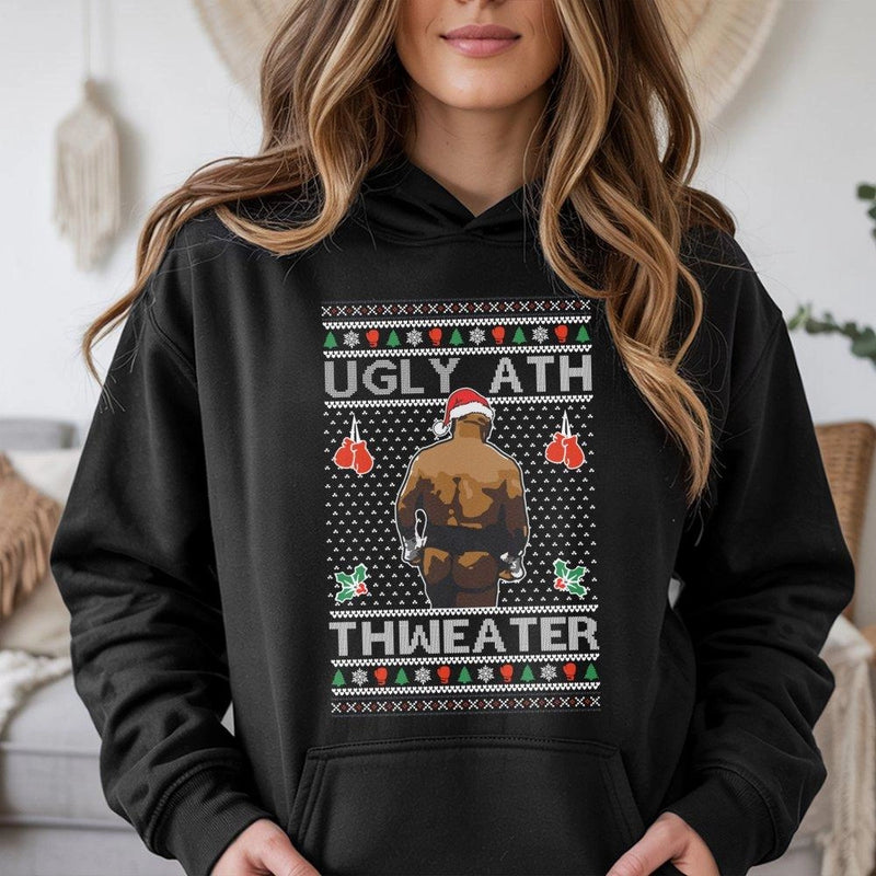 Boxing Fighter Xmas Sweatshirt, Humorous Boxing Ugly Christmas Hoodie, Humorous Boxer Holiday Hooded Pullover, Ugly Sweater Party Boxing Fan Present