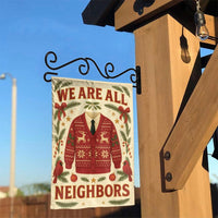 Ugly Christmas Sweater Holiday Flag, We Are All Neighbors Garden Flag, Festive Community Lawn Flag, Winter Yard Decor, Outdoor Porch Banner