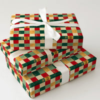 Distressed Checkerboard Gift Wrap, Vintage Christmas Wrapping Paper, Rustic Holiday Grid Wrapping Paper, Comfy Winter Present Gift Wrap