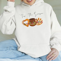 Concha Churro Hot Chocolate Hooded Sweatshirt, Tis the Season Mexican Christmas Hoodie, Pan Dulce Holiday Sweater, Mexican Food Xmas Hoodie