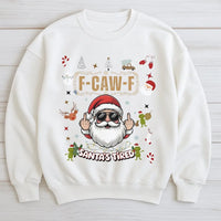 Humorous Rude Santa Middle Finger Sweater, Santa's Tired Sweatshirt, Humorous Xmas Holiday Crewneck, Sarcastic Christmas Pullover Gag Present