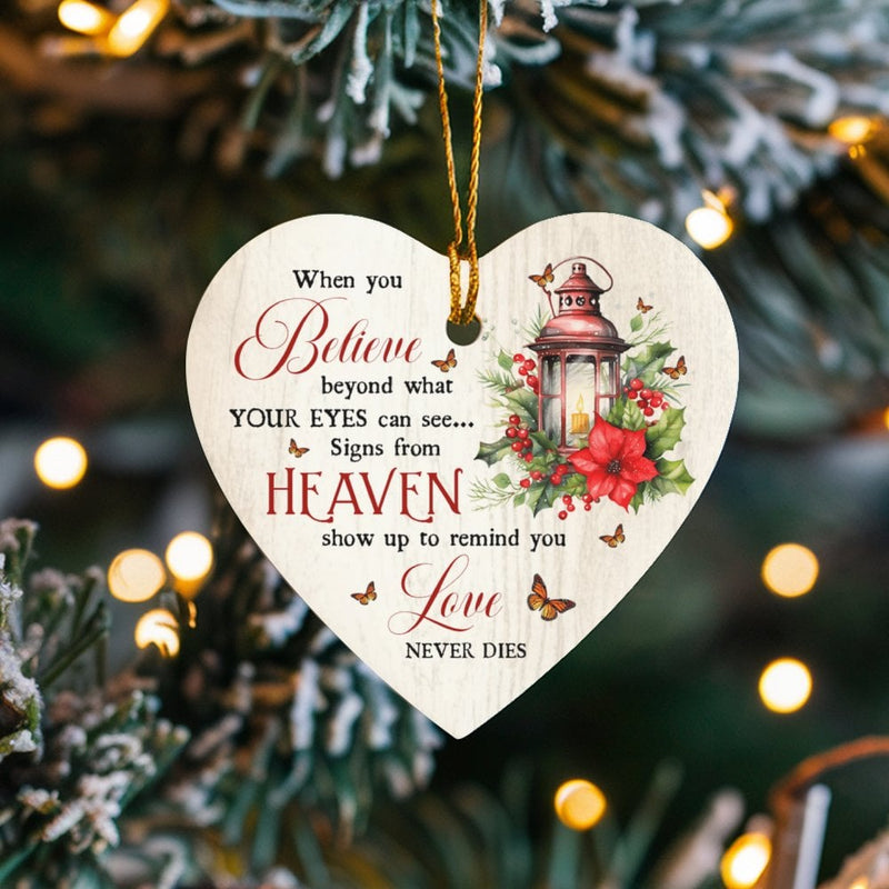 Memorial Butterfly Lantern Keepsake Ornament, Signs from Heaven Ceramic Heart Ornament, Sympathy Christmas Ornament, Loss of Loved One Present