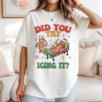 Humorous Gingerbread Nurse T-Shirt, Did You Try Icing It Shirt, Medical Christmas Graphic Tee, Holiday RN Doctor T-Shirt, Nursing Present