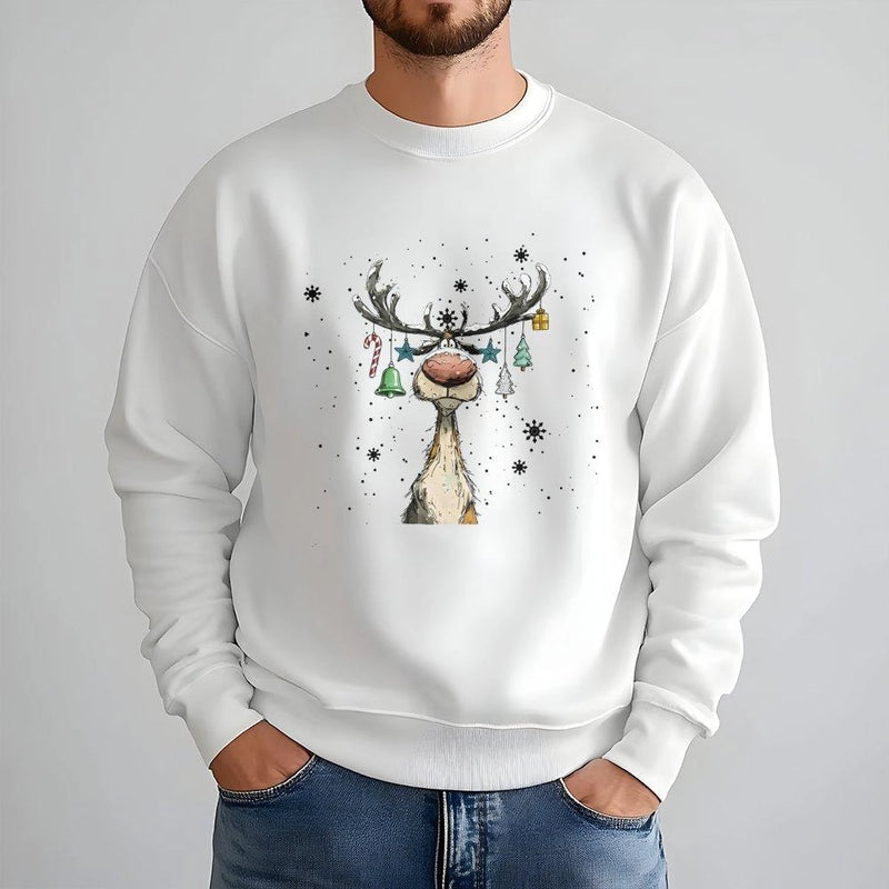 Adorable Holiday Deer Sweatshirt, Reindeer Christmas Sweatshirt, Whimsical Reindeer Crewneck, Festive Xmas Sweater, Winter Reindeer Sweatshirt
