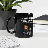 Custom Girl and Dog Illustration Coffee Mug, Personalized Dog Mom Ceramic Mug, Christmas Pet Lover Cup, Adorable Holiday Dog Parent Present