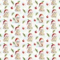 Watercolor Dog in Santa Hat Gift Wrap, Adorable Puppy Christmas Wrapping Paper, Festive Winter Dog Wrapping Paper, Holiday Gift Wrap Roll