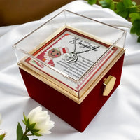 CZ Crystal Love Knot Pendant, Gingerbread Daughter Love Knot Necklace, Christmas Love Knot Jewelry, Holiday Daughter Present Rotating Rose Box