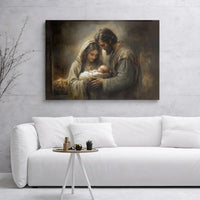 Holy Family Christmas Canvas Wall Art, Nativity Scene Canvas Print, Christian Holiday Decor, Religious Baby Jesus Home Present