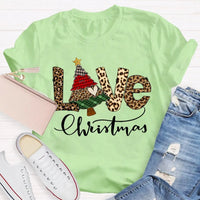 Festive Tree Graphic Shirt, Christmas Leopard Print T-Shirt, Trendy Animal Print Holiday Tee, Retro Merry Christmas Graphic T-Shirt