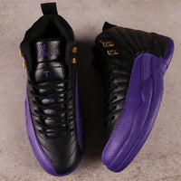 High Top Sneakers, Black Purple Colorway, Lace Up Design, Casual Gift for Sneaker Fans