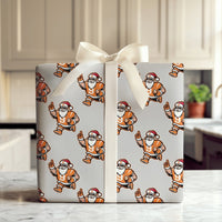 Orange Football Gift Wrap, Football Santa Christmas Wrapping Paper, Sports Fan Holiday Wrapping Paper, Game Day Sports Gift Wrapping Paper