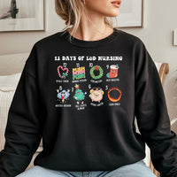 Humorous Labor and Delivery Nurse Xmas Pullover, 12 Days of L&D Nursing Sweatshirt, OB Nurse Holiday Crewneck, Hospital Staff Christmas Present