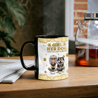 Custom Girl and Husky Dog Mug, Dog Mom Personalized Ceramic Mug, Personalized Pet Name Coffee Cup, Christmas Holiday Dog Lover Present