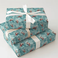 Tropical Christmas Gift Wrap, Swimming Santa Wrapping Paper, Humorous Floating Santa Wrapping Paper, Summer Holiday Vacation Gift Wrap