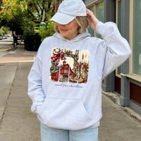 Western Country Barn Graphic Hooded Sweatshirt, Small Town Christmas Hoodie, Rustic Farmhouse Holiday Pullover, Cowgirl Winter Xmas Jumper
