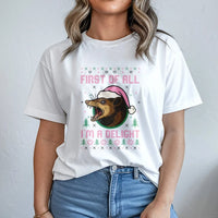 Adorable Possum Ugly Sweater Shirt, Humorous Opossum Santa Hat Christmas T-Shirt, Holiday Animal Graphic Tee, Possum Lover Christmas T-Shirt