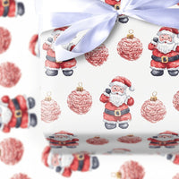 Humorous Science Christmas Gift Wrap, Watercolor Santa Brain Wrapping Paper, Brain Ornament Holiday Paper, Medical Student Gift Wrapping Roll