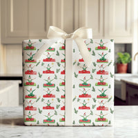 Whimsical Christmas Wrapping Paper, Yoga Santa and Elves Wrapping Paper, Humorous Holiday Gift Wrap Roll, Mindful Xmas Gift Wrapping Paper