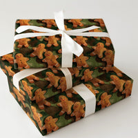 Camouflage Cookie Christmas Gift Wrap, Gingerbread Camo Wrapping Paper, Humorous Holiday Wrapping Paper, Military Pattern Gift Wrap Roll