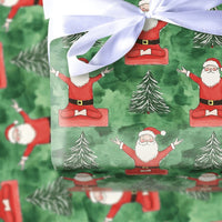 Red Mat Yoga Santa Wrapping Paper, Meditating Santa Wrapping Paper, Green Watercolor Christmas Wrapping Paper, Zen Holiday Gift Wrap Roll