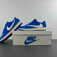 Low Top Sneakers, Blue White Colorway, Lace Up Design, Casual Gift for Sneaker Fans