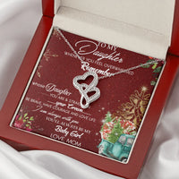 14K White Gold Double Heart Pendant Necklace, To My Daughter Interlocking Hearts Necklace, Meaningful Christmas Birthday Present from Mom