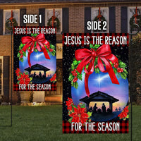 Holy Family Nativity Yard Flag, Jesus Is the Reason for the Season Garden Flag, Christian Christmas Lawn Flag, Religious Holiday Decor