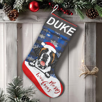 Custom Name Dog Christmas Stocking, Personalized St Bernard Christmas Stocking, Adorable Pet Holiday Stocking, St Bernard Dog Lover Xmas Present