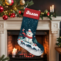 Winter Animal Holiday Stocking, Adorable Polar Bear Christmas Stocking, Personalized Christmas Stocking, Kids Family Fireplace Mantle Decor
