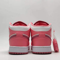 Mid Top Sneakers, White Pink Colorway, Lace Up Design, Casual Gift for Sneaker Fans