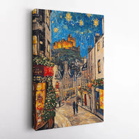 Starry Night Cityscape Canvas Art, Edinburgh Castle Canvas Print, Scotland Travel Wall Canvas, Christmas Wall Art, City Souvenir Home Decor
