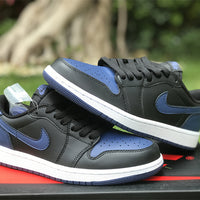 Low Top Sneakers, Blue Black Navy Colorway, Lace Up Design, Casual Gift for Sneaker Fans