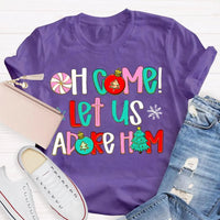 Religious Christian Holiday Tee, Oh Come Let Us Adore Him Christmas T-Shirt, Faith Nativity Graphic Shirt, Adorable Xmas Church Tee, Faith Present