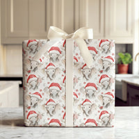 Watercolor Santa Hat Elephant Gift Wrap, Adorable Baby Elephant Wrapping Paper, Christmas Elephant Wrapping Paper, Holiday Animal Present Wrap