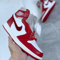 High Top Sneakers, White Red Gray Colorway, Lace Up Design, Casual Gift for Sneaker Fans