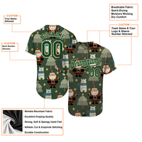 Custom Holiday Jersey Shirt, Santa Bear Christmas Baseball Jersey, Personalized Xmas Baseball Jersey, Festive Winter Button Up Jersey