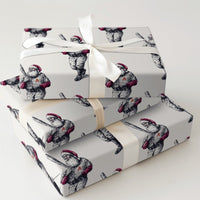 Retro Sport Santa Gift Wrap, Vintage Baseball Santa Wrapping Paper, Holiday Baseball Wrapping Paper, Christmas Gift Wrap, Sports Fan Paper