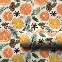 Pinecone Rustic Gift Wrap, Dried Orange Christmas Wrapping Paper, Botanical Winter Holiday Wrapping Paper, Comfy Season Gift Wrap Roll