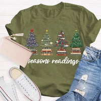 Festive Reading Season Graphic Tee, Christmas Trees and Books T-Shirt, Book Lover Christmas Shirt, Bookish Holiday Shirt, Reader Xmas Present