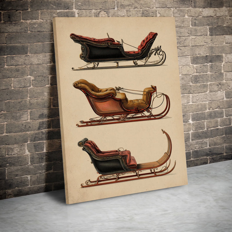 Vintage Holiday Wall Art, Victorian Horse Sleigh Canvas Print, Christmas Sleigh Poster, Winter Landscape Decor, Printable Digital Download