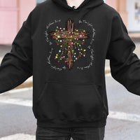 Christmas Lights Cross Sweatshirt, Be the Light Matthew 5:14 Hoodie, Christian Bible Verse Pullover, Religious Holiday Faith Present